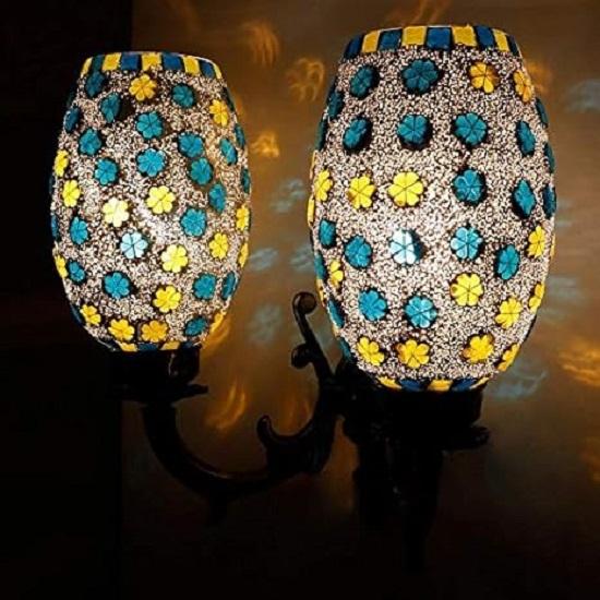 Double Dome Glass Wall Lamp for Living Home Decoration Turkish Lamp (multicolur, Bulb Not Included