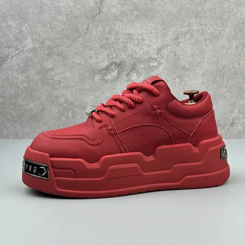 Original Design Men's Platform Trendy Ins Board Versatile Bread Heightening Sports and Leisure White Shoes