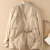 Autumn and Winter Light Down Cotton Clothes Vest Buckle Cross Neck Padded Cotton Vest Women's Retro Mother Winter Coat
