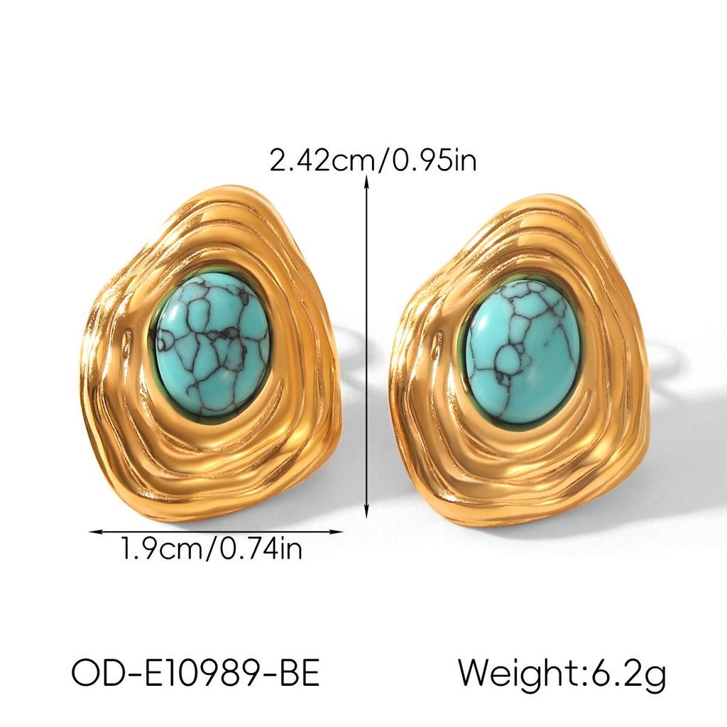 Retro Edelstahl 18k Gold Ohrringe: Nicht verblassende Titan-Ohrstecker, INS-Stil Leichter Luxusschmuck für Frauen