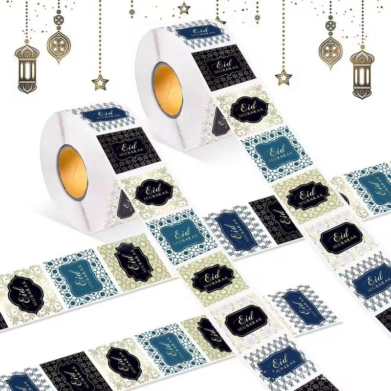 500Pcs 3.8cm EID Mubarak Stickers Gift Bag Candy Box Seal Labels 2025 Ramadan Islamic Muslim Party DIY Decoration Paper Sticker