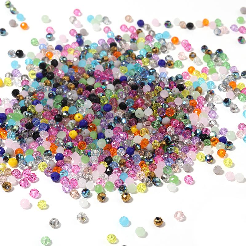 100-200pcs/lot 4 6 8mm Transparent Colored Glass Flat Beads Loose Spacer Crystal Beads For DIY Charm Bracelet Earrings Wholesale