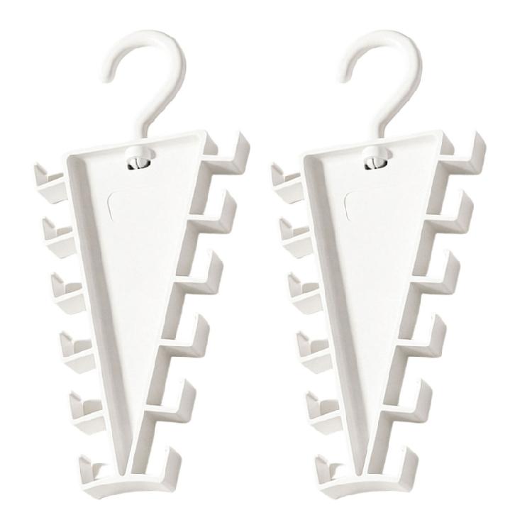 Angled Closet Accessory Rack, White Plastic Double Sided Hanger Holder for Scarves Belts and Closet Storage Use
