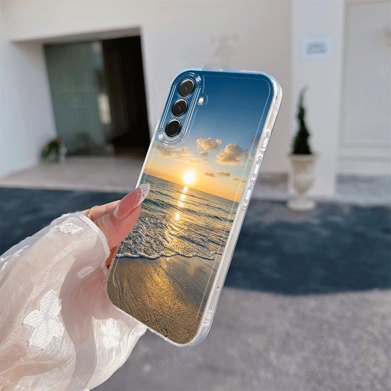 Seaside Sunrise Pattern Phone Case Suitable for Samsung Galaxy S26 S25 S24 S23 S22 S20 FE/Ultra/Plus Anti Drop Back Cover