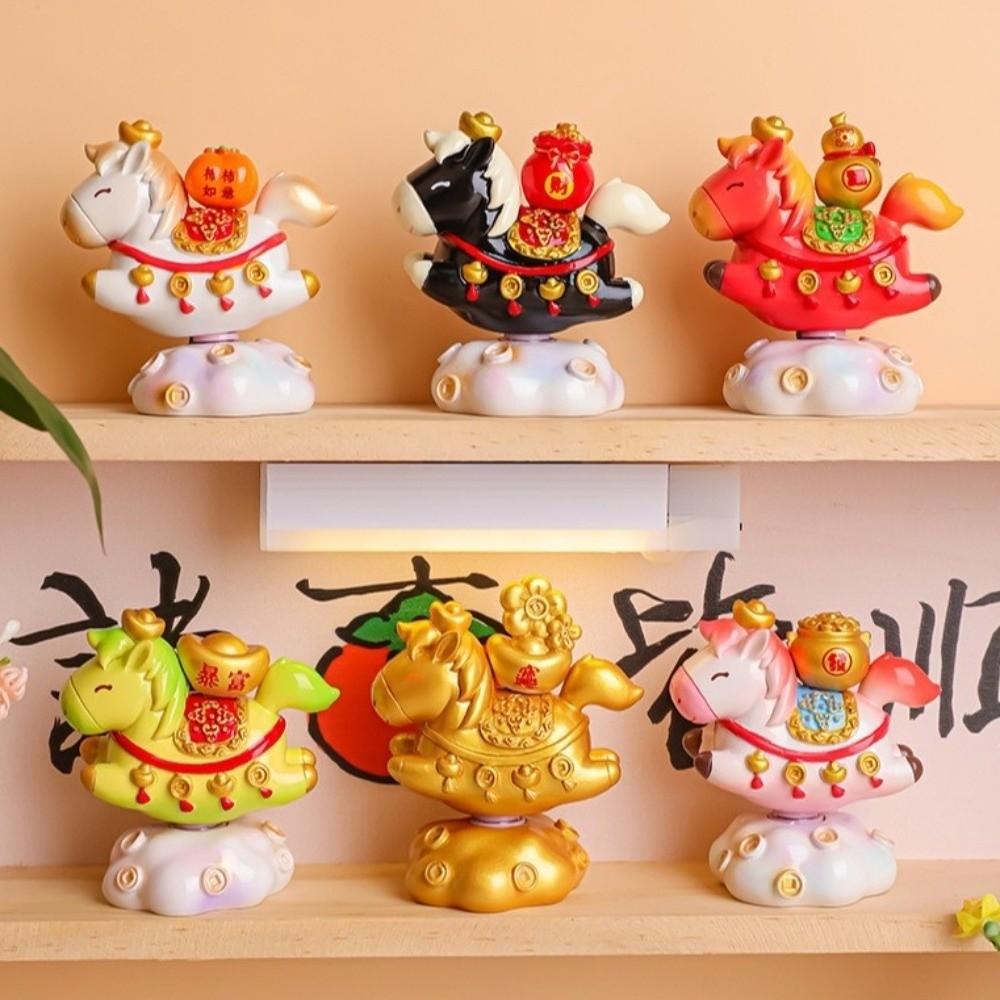 Vivid Design Rotatable Pony Figurine Resin Horse Statue Zodiac Horse Figurines Art Collectible