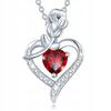 Women' SILVER Necklace Pendant Red Rose Cubic Zirconia Diamond