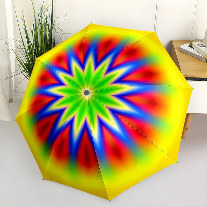

1pc Psychedelic Mandala Automatic Open/Close Folding Umbrella - Compact 8-Rib Design, Daily Use, Perfect Gift for Friends & Family yy251124215