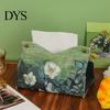 Desktop Napkin Container PU Leather Tissue Box Cover with Wild Rose/Sunflower Pattern, Foldable Organizer, Holder Reusable Storage Case, Facial Paper