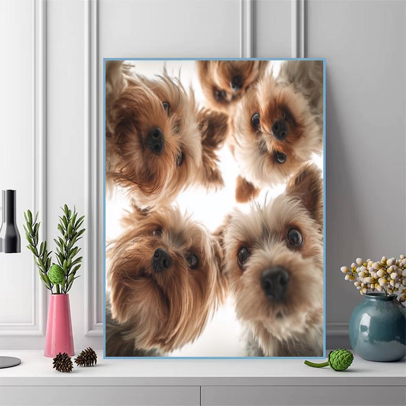 Yorkshire Terrier Pattern 3pcs 100% Round Full Drill 5D DIY Diamond Painting Embroidery Cross Stitch Rhinestone Décor