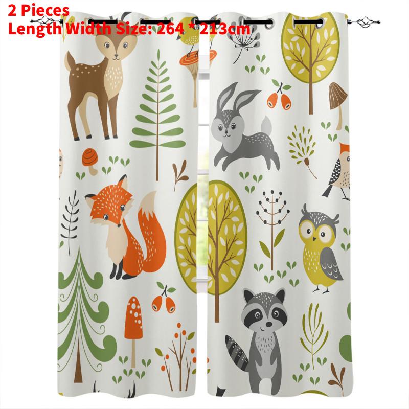 Zoo Curtain Forest Cartoon Children 3d Digital Printing Lightblocking Curtain