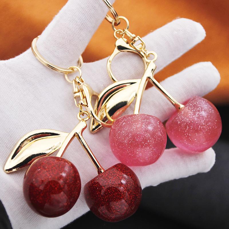 Decorative pendant Cherry Keychain for Bag Women Girls Key Chains Cute Car keyrings for leather handbags Gifts Jewelry Fashion
