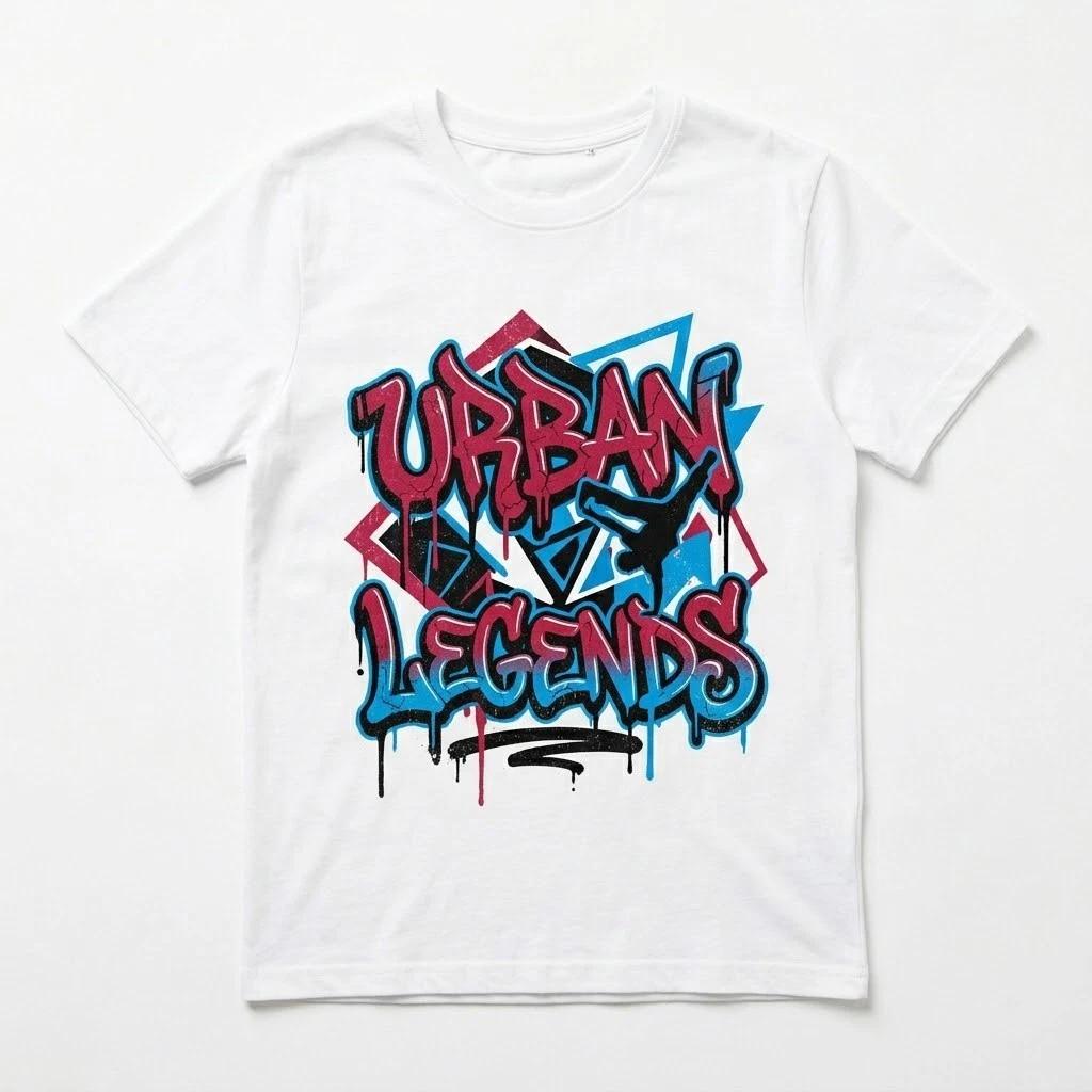Urban Legends Tee: Premium Graffiti Graphic Shirt - Bold Street Style Apparel L