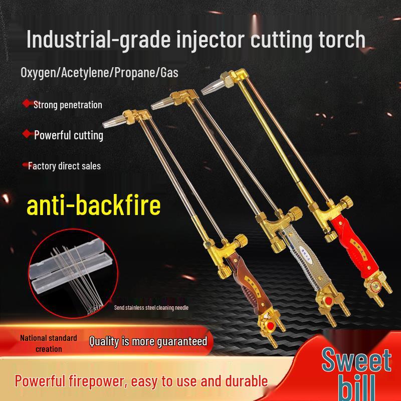 Industrial Grade Dual-Tube Cutting Torch G01-30/100/300 for Oxygen, Acetylene, or Propane Gas.