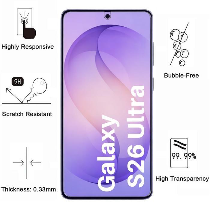 Verre Trempé pour Samsung Galaxy S26 ULTRA [Pack 2] Film Vitre Protection Ecran Phonillico®