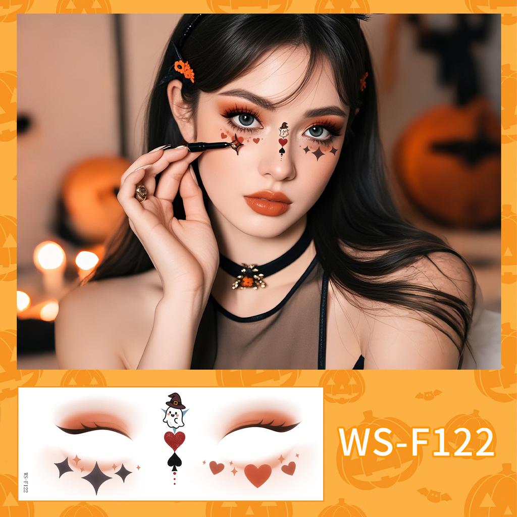 New Beautiful Ghost Haunted Halloween Tattoo Sticker Witch Playful Cute Makeup Face Waterproof