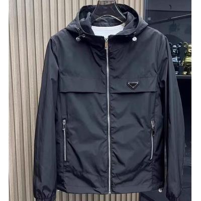 2025 Spring/Autumn Men’s Trendy Slim Fit Windproof Hooded Jacket - Solid Color, High Quality, Casual Style
