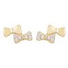 925 Sterling Silver Mini Cute Zircon Bow Earrings for Women Simple Exquisite Student Ear Accessories
