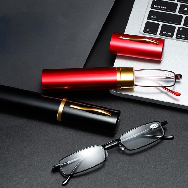 Stifthalter Lesebrille Herren Anti-Blaulicht Alterssichtigkeit Brille Tragbare Ultraleichte Brille Mode HD Korrektionsbrille