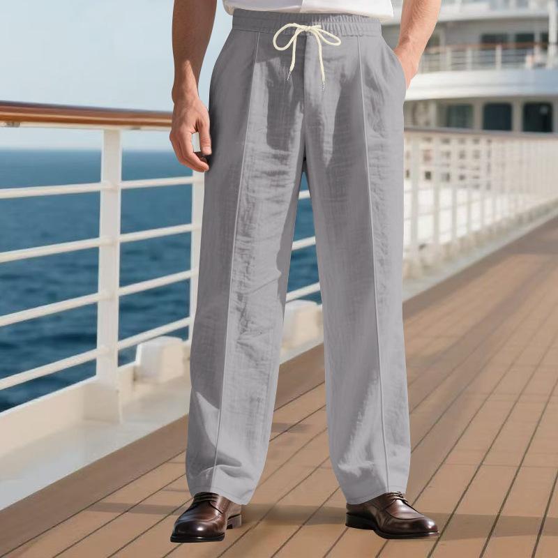Autumn Loose-Fit Breathable Linen Casual Men's Minimalist Trendy Relaxed Beach Trousers