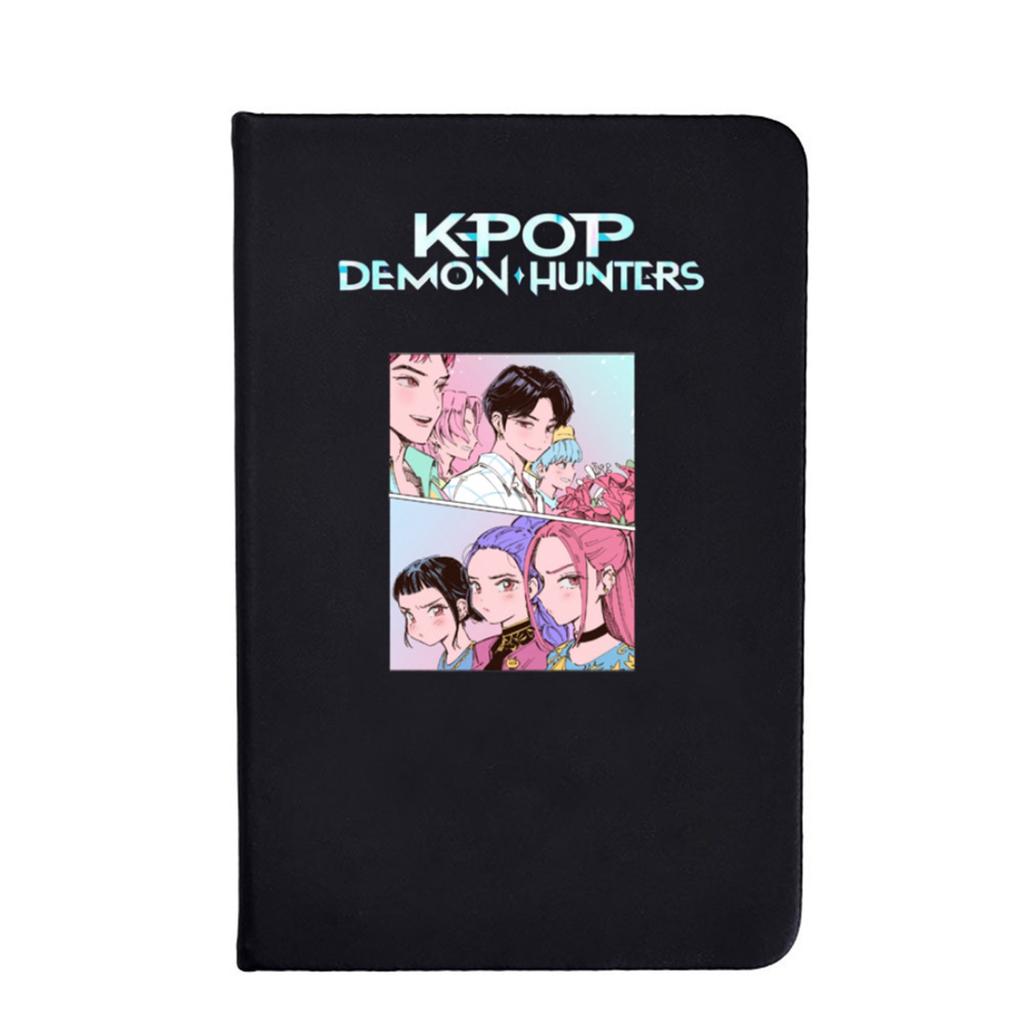 Student Classroom Notebook Cartoon Printed Portable Imitation Leather Black Notebook Creative Notebook