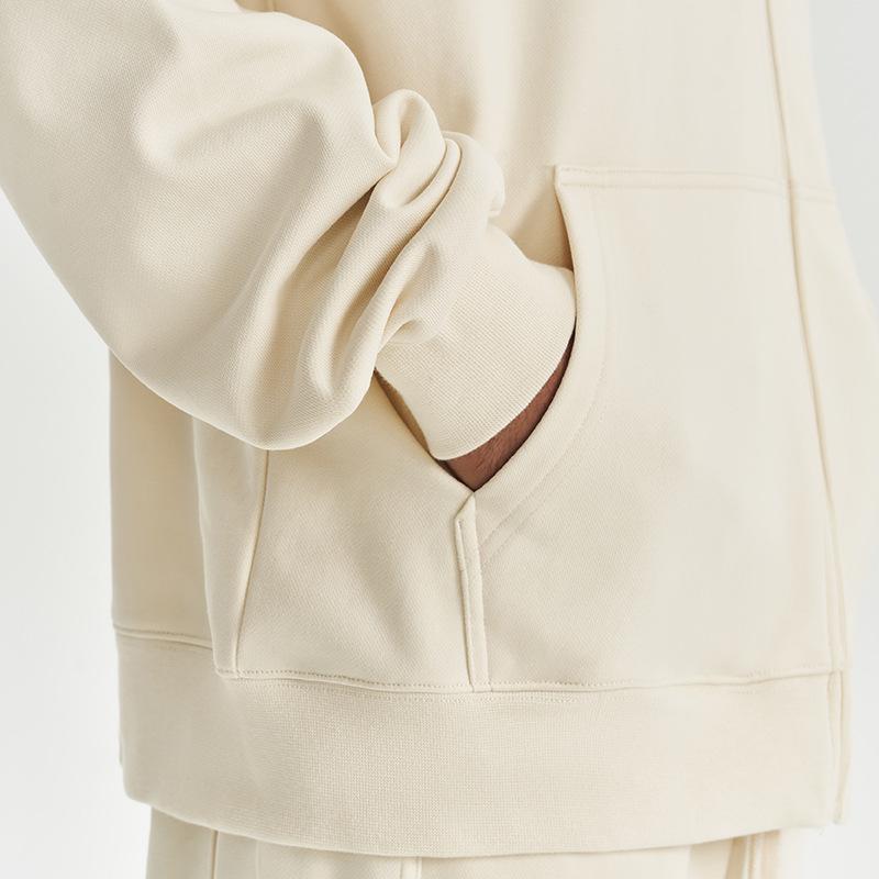 Aktualisiert Herbst und Winter 450G Frottee Entspannte Passform Reißverschluss Kapuzenpullover Einfarbig Freizeit Herren Thermojacke