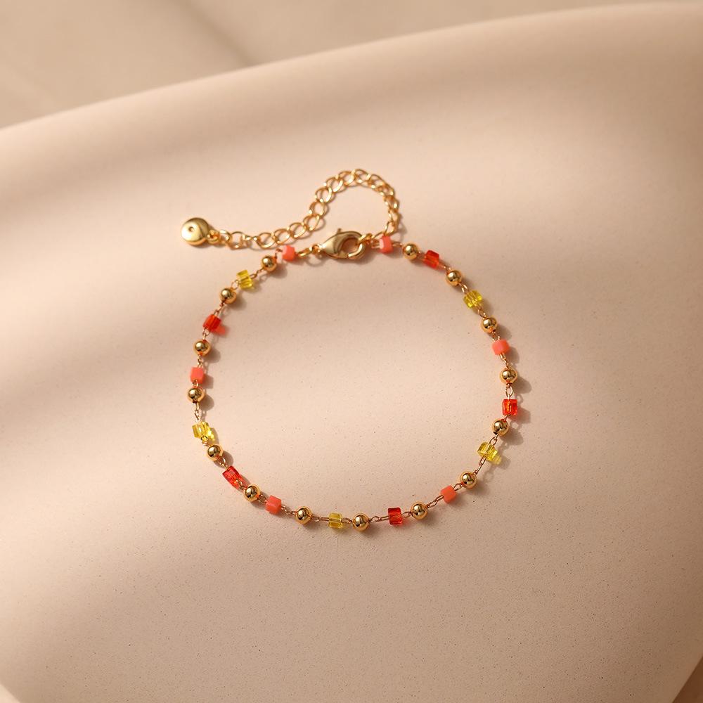 K Gold Plated Crystal Beaded Ethnic Bracelet For Women
