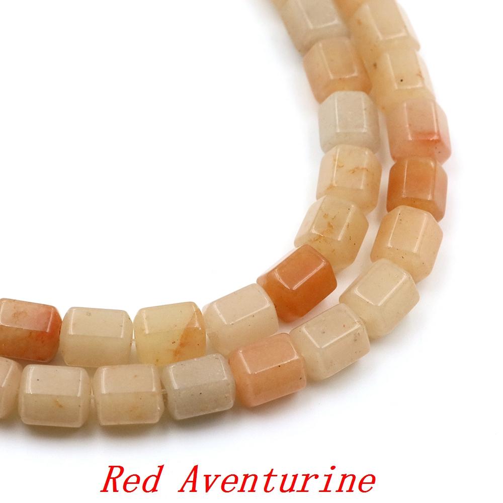 Faceted Natural Stone Square Rose Quartz Agates Loose Spacer Beads For Jewelry Diy Making Crystals Bracelet Pendant Accessories