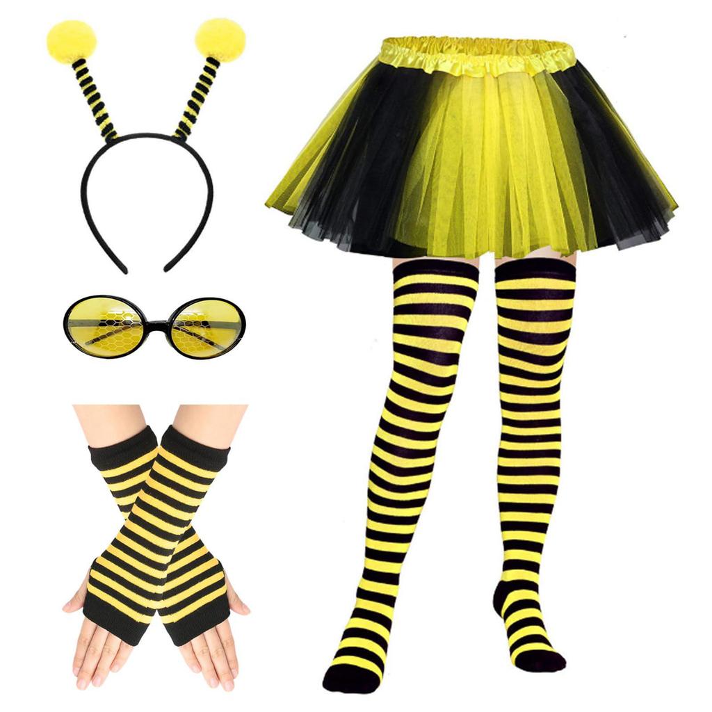 Zestaw Kostiumów Cosplay na Halloween 2026 Pszczoła ze Skrzydłami, Peleryną, Opaską na Głowę i Okularami dla Dorosłych i Dzieci