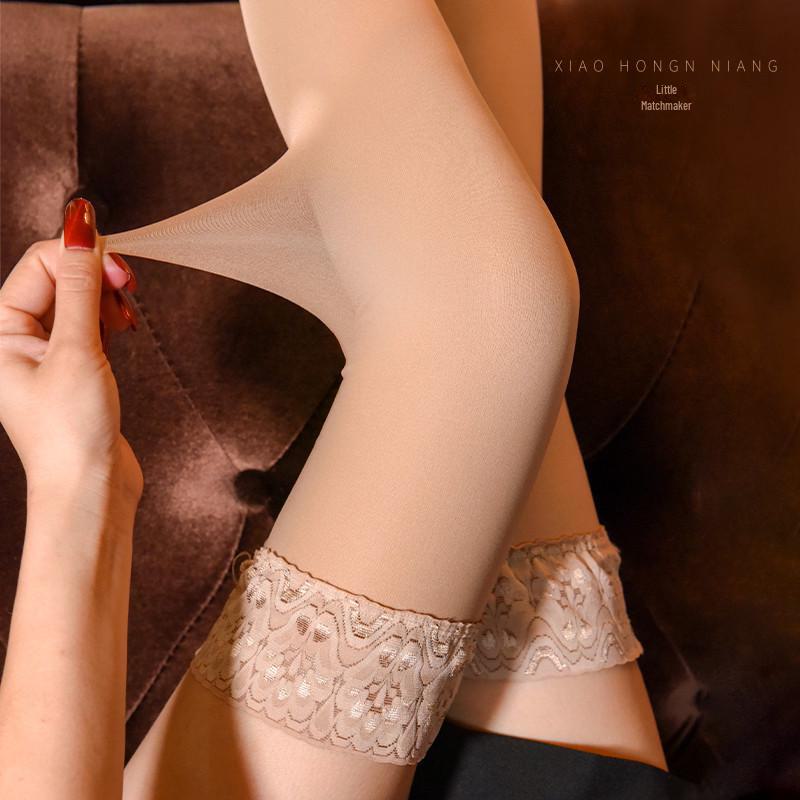 Damen Herbst/Winter Plüsch Verdickte Hohe Stulpen Transparent-Look Rutschfest Doppellagige Strümpfe