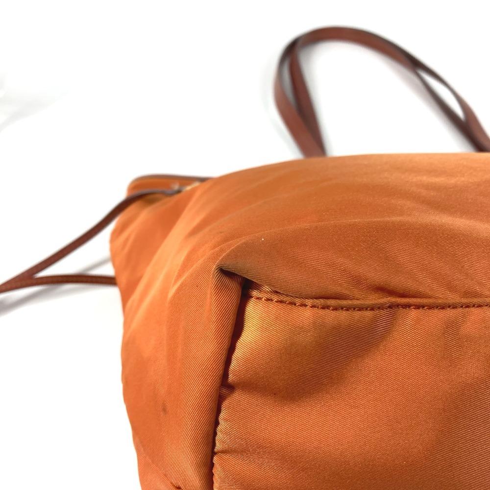 PRADA BR4001 triangle logo plate Tote Bag Shoulder Bag Leather / Nylon Orange