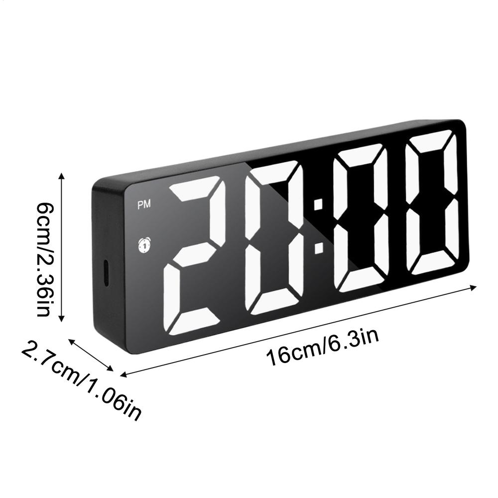 Digital Alarm Clock Electronic LED Mirrored Desk Clock Luminous Alarm Clocks Modern Home Decor With Date And Temperature Table