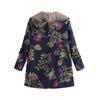 Winter Fashion Floral Leaf Print Fleece Lining Women Long Sleeve Hooded Coat