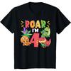 Roar ich bin 4 Dinosaurier 4. Geburtstagsparty 4-Jähriger Kleinkind T-Shirt