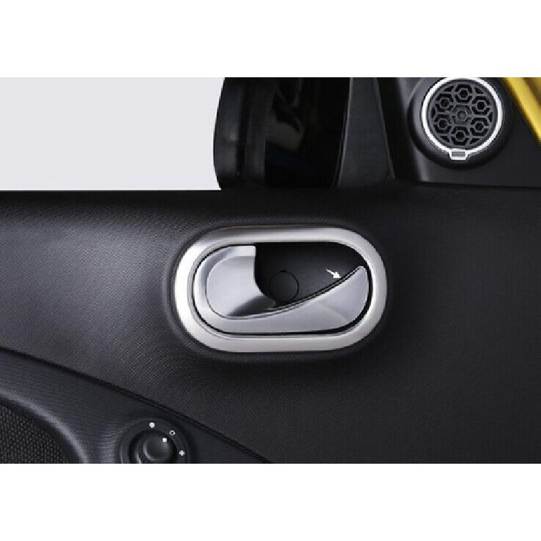 2PCS Inner Door Bowl Fit For Benz Smart Fortwo 2015- Silver Steel Cover Trim