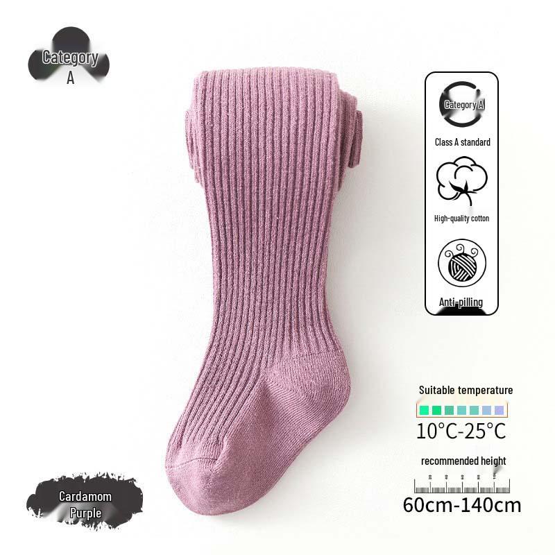 Kids' Combed Cotton Vertical Stripe Pantyhose: Autumn-Winter Leggings & Tights