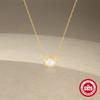Wind Commuter Simple Wear S925 Sterling Silver Textured Powder Opal Geometric Necklace Clavicle Chain
