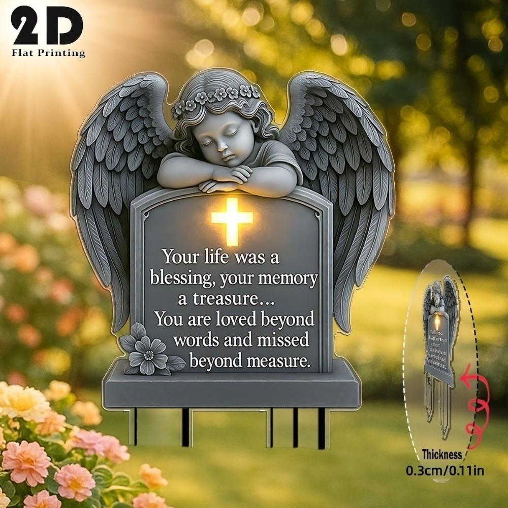 Angel Shaped Angel Garden Stake UV-Resistant Memorial Cherub Yard Sign  Adding Solemn Atmospheres