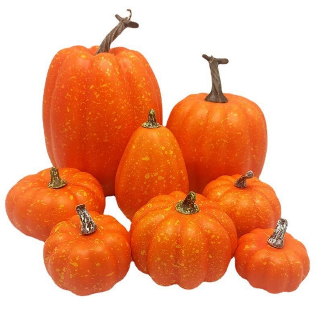 8 Pieces Assorted Artificial Pumpkins Decorative with Faux