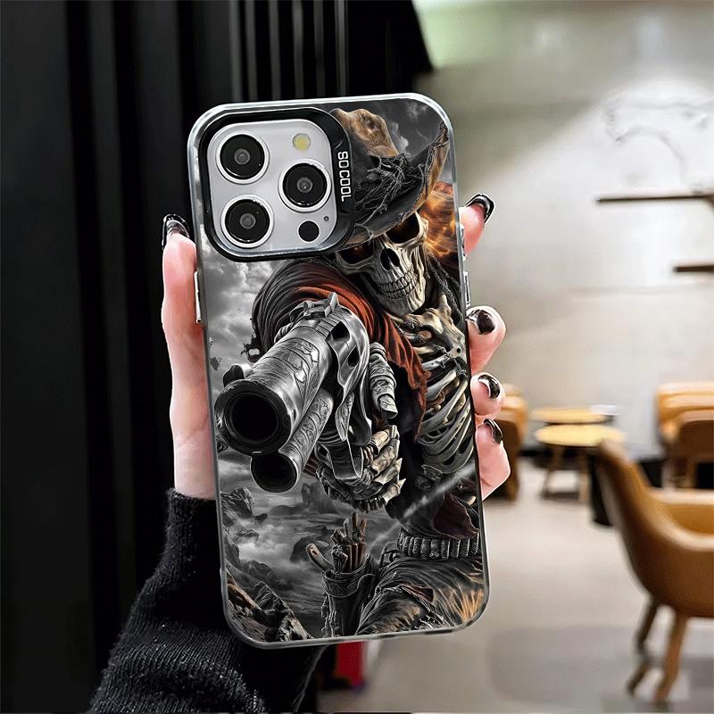 Reaper Skull Skeleton Gun Soft Phone Case for iPhone 15 16 17 Pro Max 17Air 16E 14 Plus 13 12 Mini Shockproof Cover Back Shell