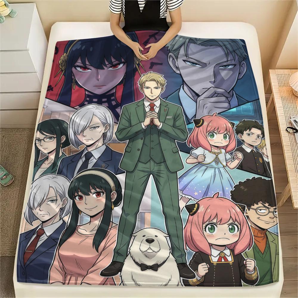Spy X Family Main Characters & Scene Collage Set Flannel Blanket, Birthday & Holiday Gift, Soft Warm Throw for Home Decor.chl
