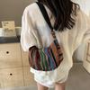 Large Capacity Ethnic Fringe Crossbody Bag Embroidery Colorful Bohemian Shoulder Bag Geometric Handbag Weave Folk Messenger Bag