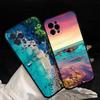 Sea Blue Sky Beach Anime Black Soft Silicone Phone Case For Iphone17 Air 16 15 14 13 12 11 Mini Pro Max Plus