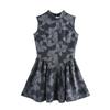 Jnleaog Spring New Arrival Women's Clothing Fashion Style French Fashion Small Stand Collar Sleeveless Waist Wide Hem Dress