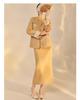 Embroidery Merino Wool Two-Color Double-Sided Coat and Skirt Set in New Chinese Style