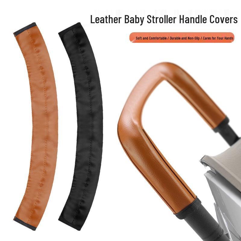 Universal PU Leather Stroller Handle Cover, Washable & Zippered Armrest Protector