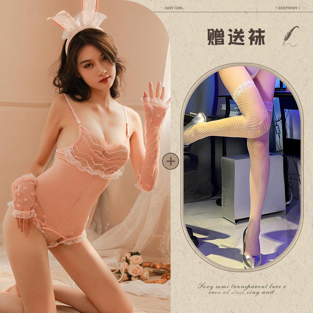 New Sexy Underwear Bunny Uniform Open Crotch Free Backless Temptation Tease Passion Suit