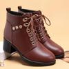 Middle-Aged Women's Warm Velvet Short Boots - Soft Sole, Medium Heel, Versatile Autumn/Winter Eight-Hole Martin Boots