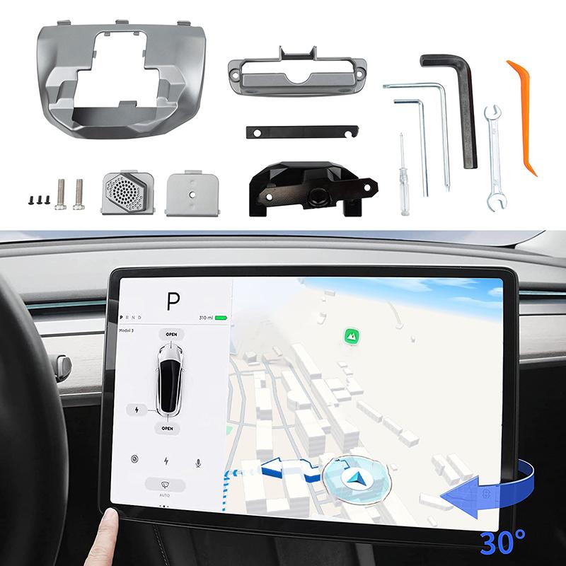Car Screen Rotating Holder for Tesla Model 3 Y 2017-2022 Center Console Swivel Mount Bracket 15/30 Degrees GPS Scereen Rotation