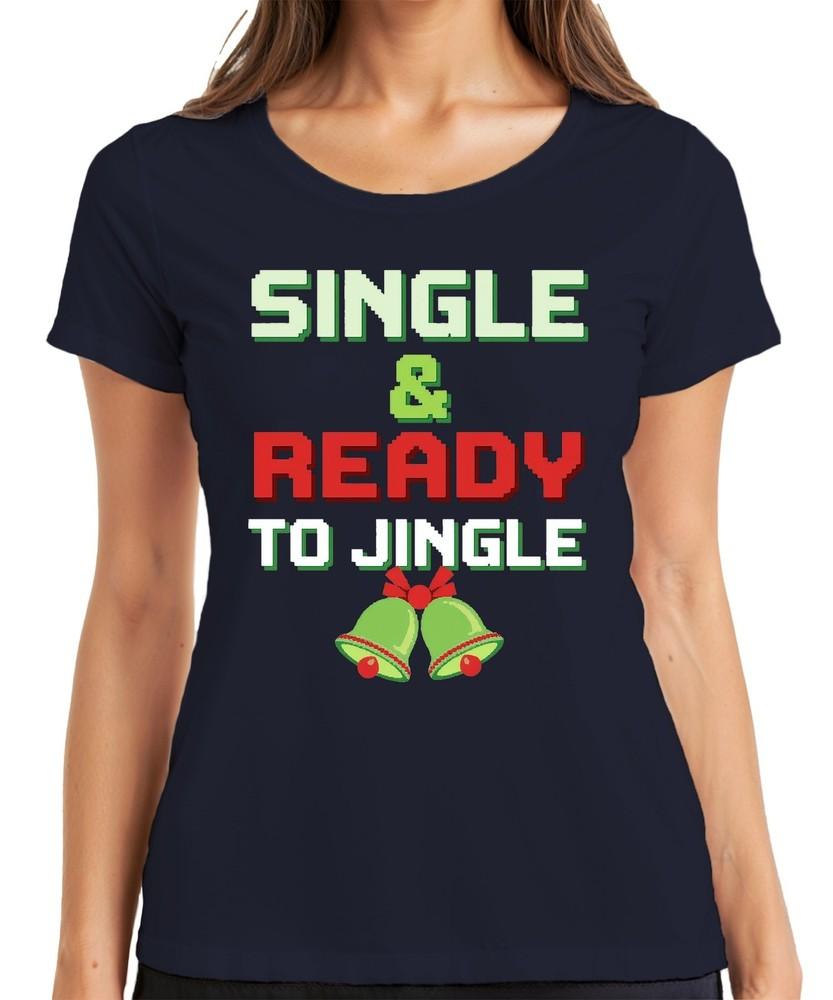 Single Ready To Jingle Christmas Funny Retro Pixel Party Ladies TShirt S