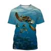 Men's Clothing 3D Print Funny Sea Tortoise T Shirts Casual Harajuku Outdoor Trend Round Neck Tee